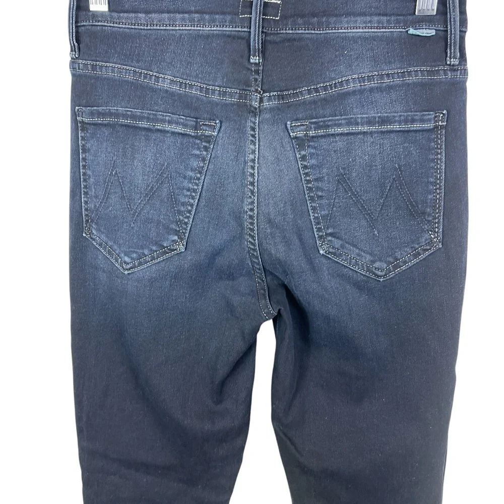 MOTHER The Stunner Zip Two Step Fray Dark Wash High Rise Jeans in Last Call